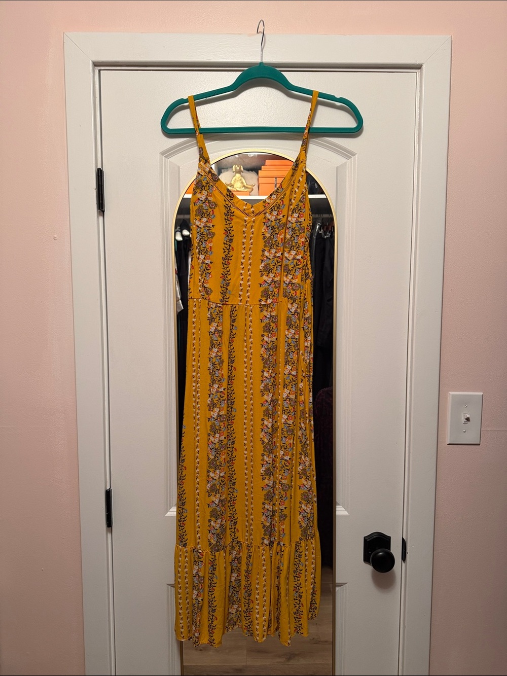 Old Navy Yellow Floral Maxi Dress with Strappy Shoulders